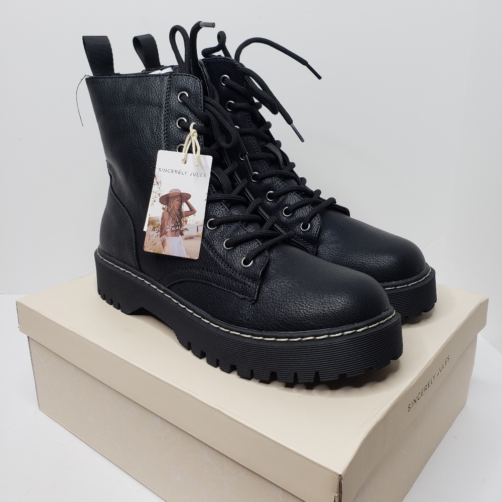 Sincerely Jules Black Harley Lace up Combat Boots